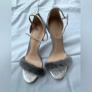 Elegant Silver Heels with REAL Fur Accent🔥🔥🔥 thumbnail 14