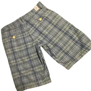 Levis Tab Twills Plaid Shorts Blue Green Yellow Cotton Flat Front women's size 6 thumbnail 3