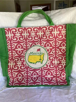 Masters Pink & Green Patterned Tote Bag with Yellow Logo thumbnail 6