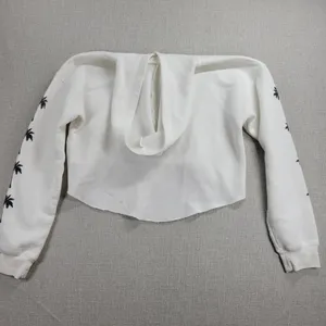 Billabong Windy Palms Womens Sweatshirt Size M White DIY Raw Cut Hem Crop Hoodie thumbnail 3