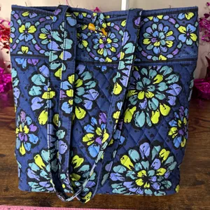 VERA BRADLEY Indigo Pop Blue Flower Tote thumbnail 3