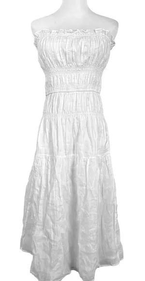 Frame Strapless‎ Summer Midi Dress Size S White Cottagecore thumbnail 1