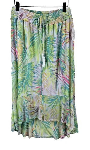 New Harlow Rose Skirt Womens Sz M Tropical Mesh Knit Hi Low‎ Maxi Palm Beach thumbnail 1