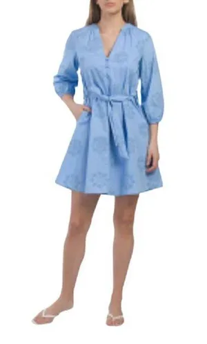 Cynthia Rowley Rubber Embroidery Blue Summer 3/4 Sleeve Mini Dress Size S NWOT thumbnail 1