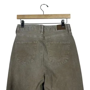 American Eagle Mom Straight Corduroy Pants Tan Khaki Acid Wash Boho Size 4 thumbnail 6