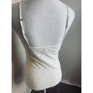 Cream Floral Sheer Lace Tank Top Cami Adjustable Straps sz M Coquette Fairycore thumbnail 3