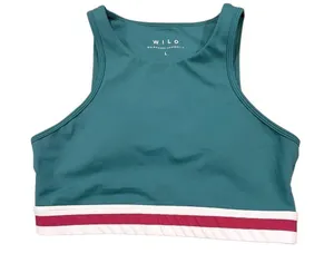 Wilo Teal Striped Band Sports Bra Size L Nwot thumbnail 3
