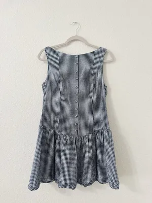 Wild Fable Gingham Drop Waist Mini Dress Navy White Size Large thumbnail 2