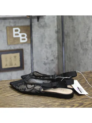 NWT A New Day London Lace Slingback Bow Flats 94303522 Black 6.5M thumbnail 3