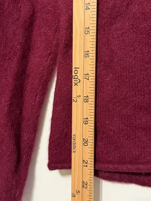 Ann Taylor Cashmere Cardigan Size Medium Maroon Burgundy Sweater Luxury thumbnail 7