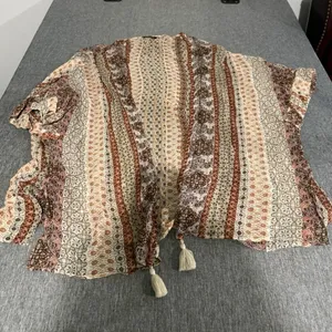 Massimo Dutti Women's Paisley Floral Short Sleeve Kimono Boho Whimsy Coastal M thumbnail 1