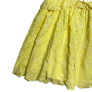For Love & Lemons Yellow Eyelet Natalia Mini Dress Womens XL thumbnail 5