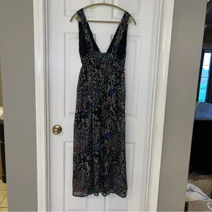 Anthropologie Raga Rain Forest Plunge Neck Maxi‎ Dress Black Floral Medium NEW thumbnail 15