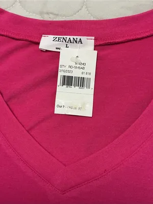 Zenana Hot Pink V-Neck T-Shirt Dress Size L NWT thumbnail 4