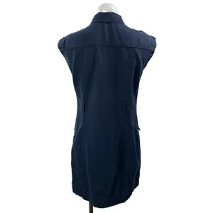 YPB Abercrombie & Fitch Navy Blue Short Sleeve Button Denim Jean Shirt Dress XS thumbnail 3