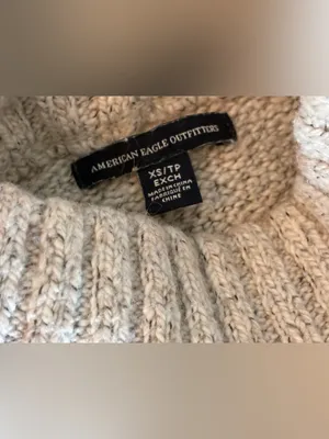 Cozy Mock Neck Women's American Eagle Sweater in Light Beige Size X-Small thumbnail 3