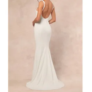 Lulus Luxe Bridal NWOT Safine White Backless Mermaid Maxi Wedding Dress Medium thumbnail 3