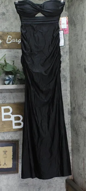 Emerald Sundae Juniors Strapless Twist-Front Cutout Gown Black M thumbnail 1