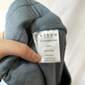 Risen LA sculptex linen wide leg‎ elastic waist blue sweatpants women's size S thumbnail 9