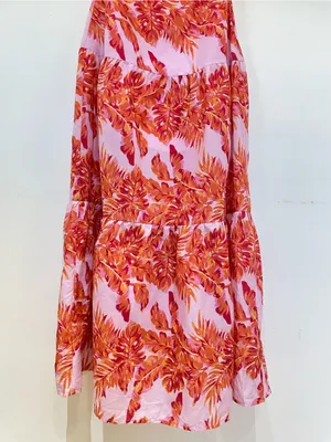 HELLO MOLLY Annita Maxi Dress Pink Orange Tropical Cutout Open Back | Small thumbnail 5