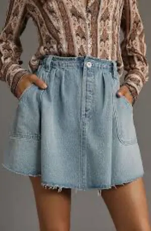 Pilcro Reworked Denim Skater Miniskirt thumbnail 1