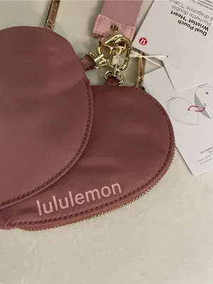 Lululemon Dual Pouch Wristlet Bag Heart Shaped Spice Chai Pink Haze Gold NWT thumbnail 4