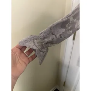 Gray Sheer Lacy Floral Long Sleeve Top M Fairy Grunge Dark Romance Bell Cuff thumbnail 5