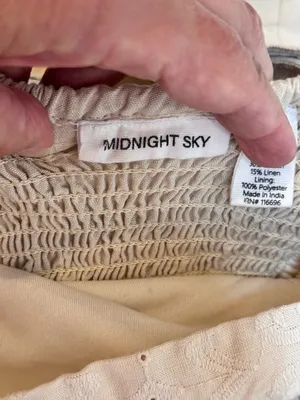 Midnight sky Cream Linen Blend Eyelet Peplum Top S Square Neck Cottagecore Coquette Prairie thumbnail 9