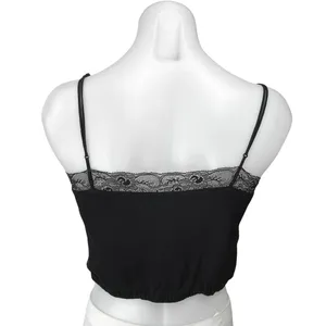 Aritzia Wilfred Free Black Floral Lace Trim Sleeveless Cami Crop Tank Top Size S thumbnail 2