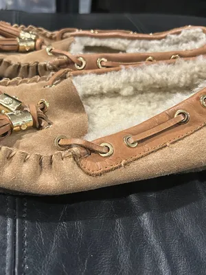 Womens Cozy Tassel Moccasin Slippers in Tan thumbnail 7