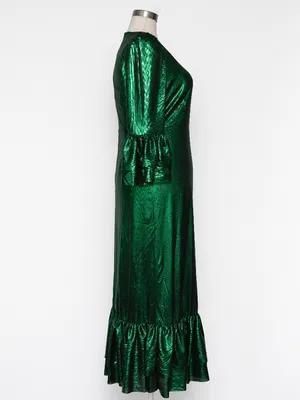 Pomander Place - Emerald Crinkle Lurex Lillith Maxi Dress thumbnail 5