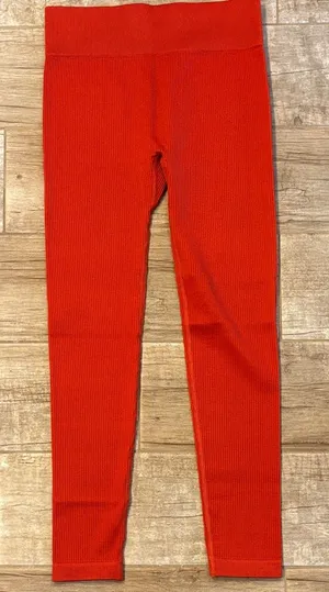 Ribbed high-waist activewear leggings. thumbnail 1