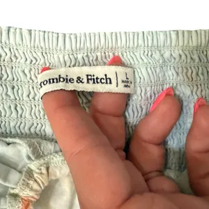 Abercrombie & Fitch Blue White Green Floral Smocked Puff Sleeve Crop Top size L thumbnail 3