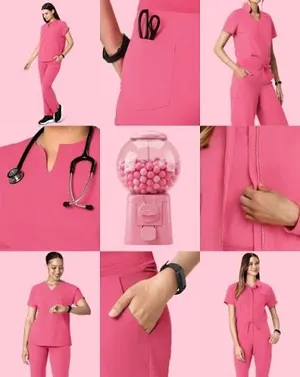 Mandala Scrubs Bubblegum Pink 6 Pocket Top - size XS thumbnail 3