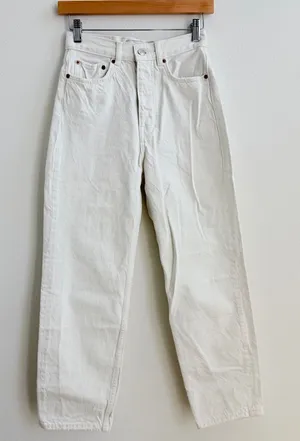 Zara The Bliss Straight Jeans Size 2 Color White Distressed Y2k thumbnail 1