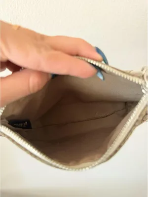 Vintage Tan and White Coach Wristlet with Tassel thumbnail 4