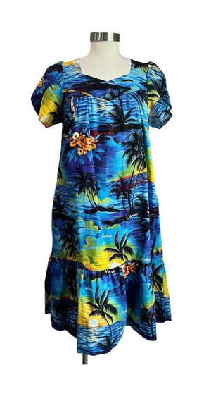 Royal Hawaiian Creations VTG Sunset Island Midi Dress S Tropical Aloha thumbnail 1