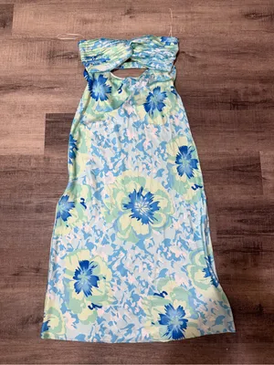 HELLO MOLLY Own The Style Satin Maxi Dress in Blue thumbnail 4