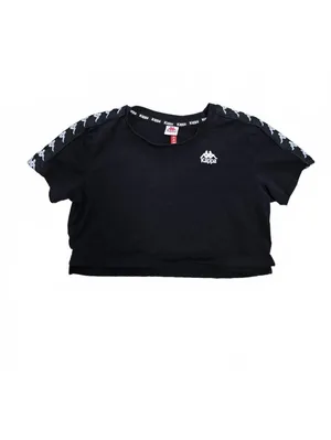 KAPPA Womens Cropped Top T shirt Size Small Black Knit Athletic Active jogger thumbnail 5