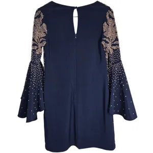 Betsy & Adam Navy Beaded Bell Sleeve V Neck Mini Cocktail Dress Size 8‎ NWT thumbnail 2