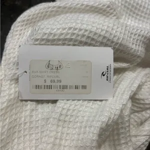 Rip Curl Ava Shirt Dress Vanilla White Waffle Knit Button Down Mini M‎ thumbnail 3