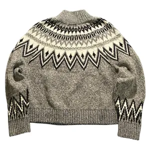 Old Navy Fair Isle Alpine Mock Neck Ski Sweater Women Black Gray M thumbnail 4