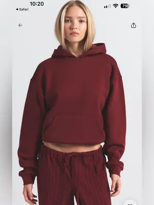 NEW SKIMS Cotton Fleece Pullover Hoodie Sweatshirt Merlot - Women XS $88 thumbnail 2