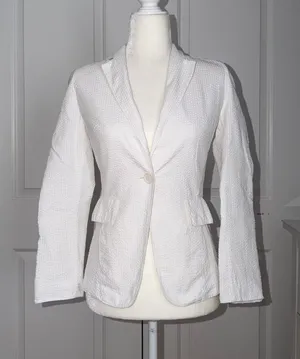 Akris Punto White Textured Single-Button Blazer thumbnail 1