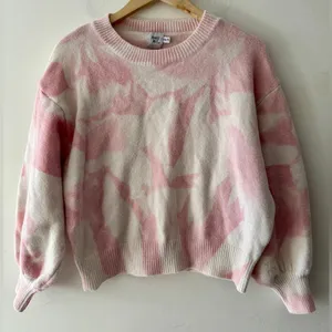 Princess Polly White and Pink Tie‎ Dye Wool Blend Sweater Balloon Sleeves thumbnail 1