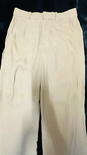 Zara Khaki Beige Wide Leg Trousers High Rise Straight Pants Size Small thumbnail 12