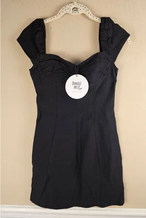NWT Princess Polly Womens Black Bartlett Short Sleeve Mini Dress 4‎ thumbnail 1