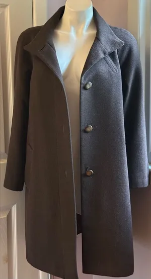 J. JILL Chocolate Brown Wool Blend 4 Big Front Button High Neck Pea Coat Sz S. thumbnail 1