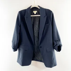 Maeve Anthropologie Double Breasted Long Sleeve Blazer Jacket Navy Blue 8 thumbnail 2