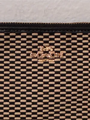 Coach Purse Wristlet with Legacy Print - Milk/Black Wallet thumbnail 2